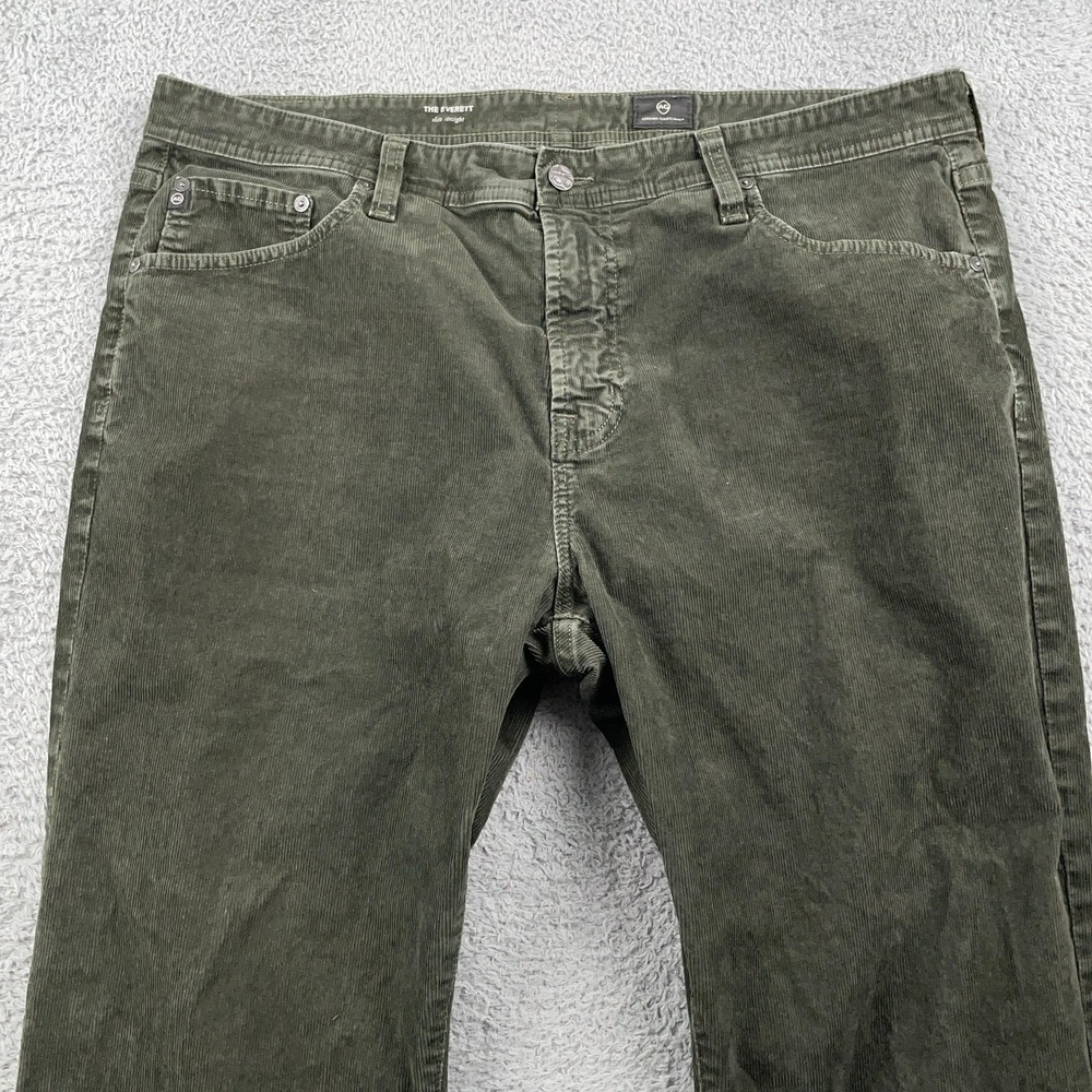 AG Adriano Goldschmied Olive Corduroy Straight Pants